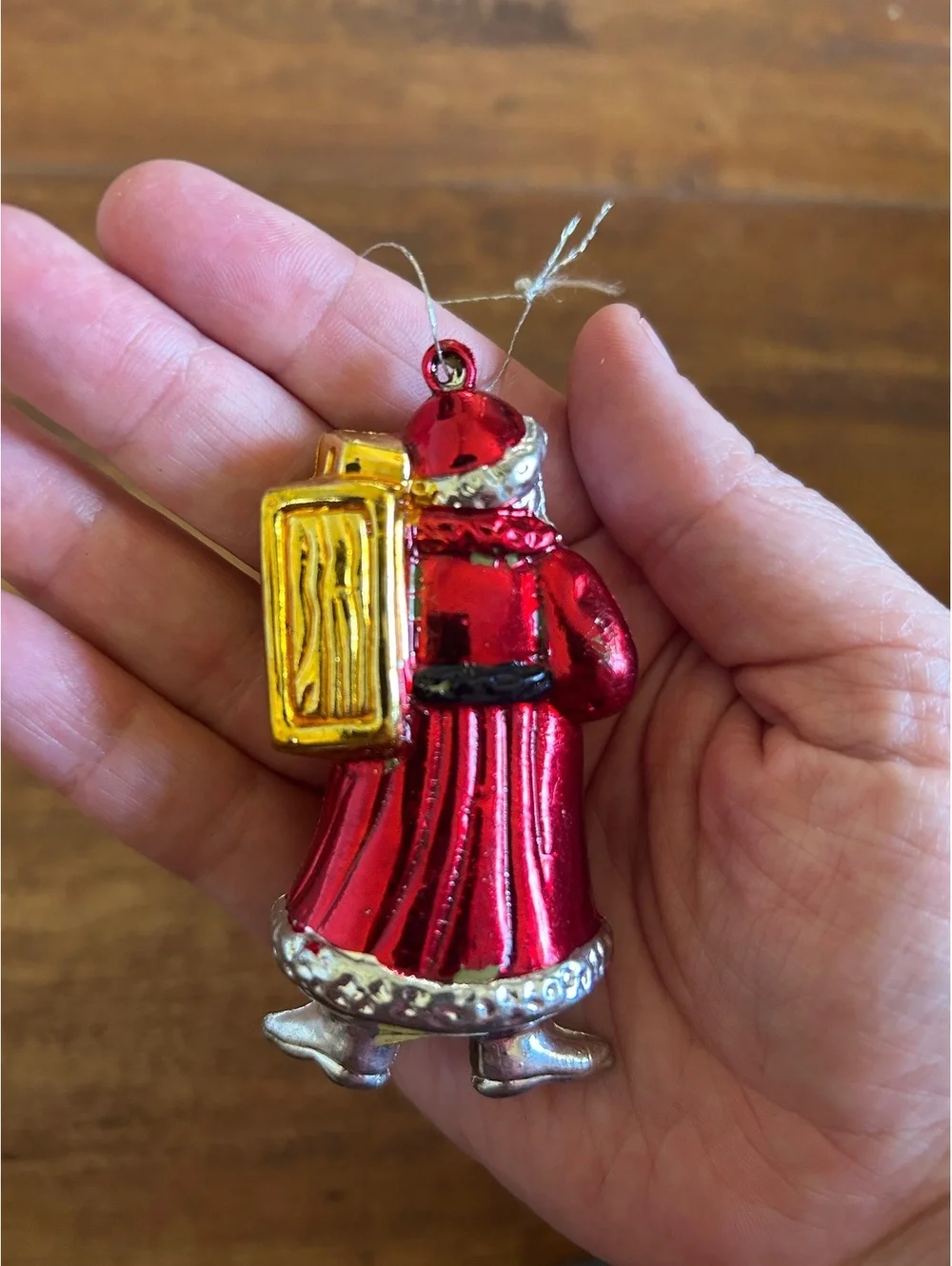 Vintage Glass Santa Claus Christmas Ornament with Gifts